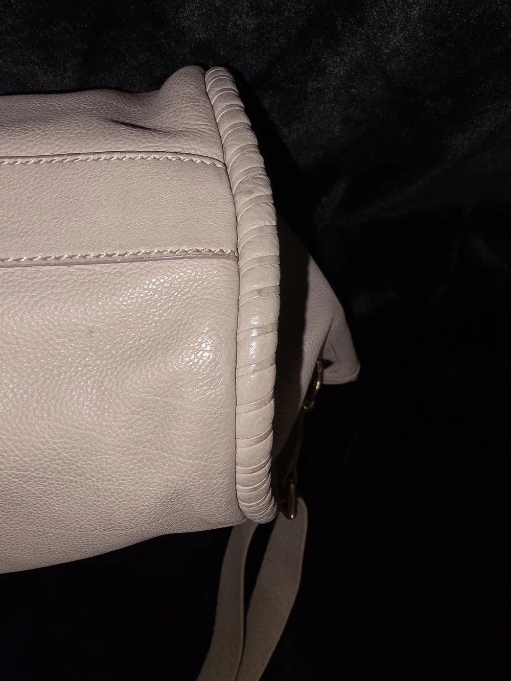 Bally Gray/Taupe Leather Shoulder Bag with Gold-Tone Hardware
